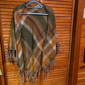 Plaid Fringe Women's Cape